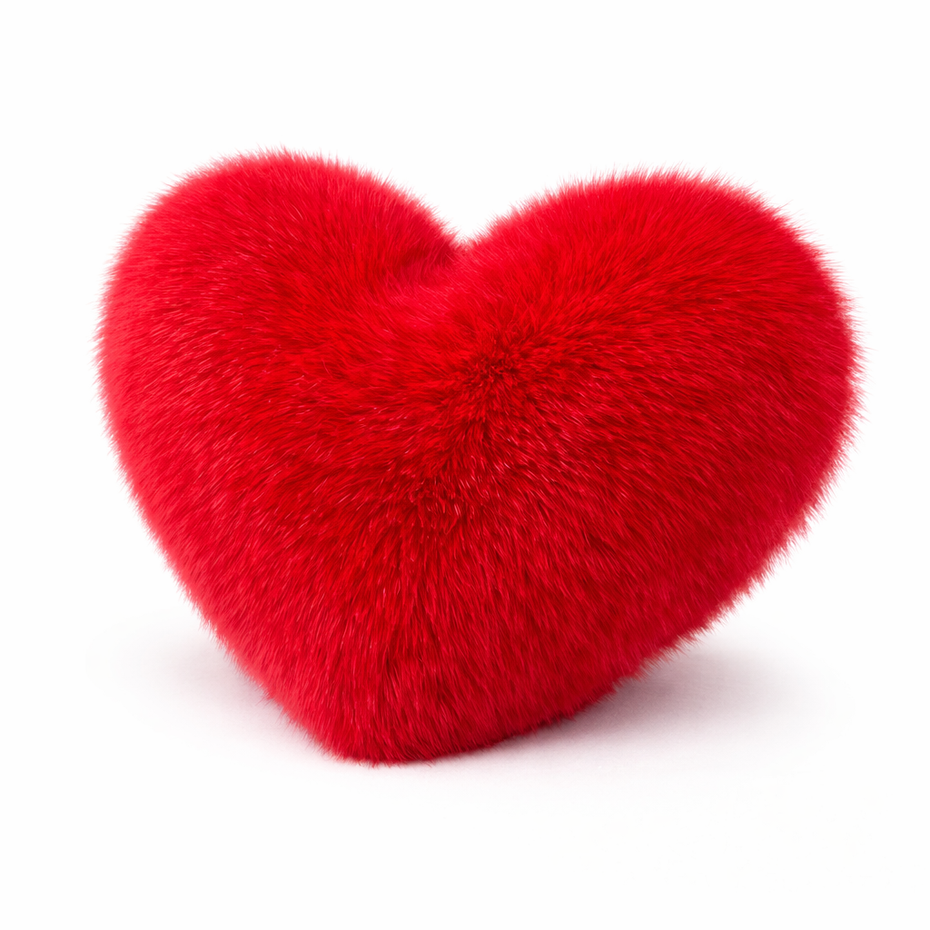 Plüss „Szív” párna hosszú szőrrel - A7