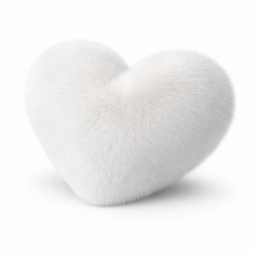 Plüss „Szív” párna hosszú szőrrel - A7